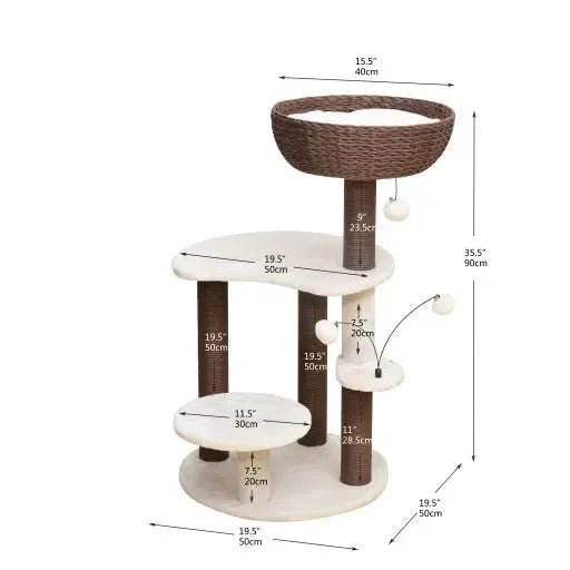 Petpals Quartz 5 Level Cat Tree with 4 Scratching Posts and Handwoven Basket - Talis Us