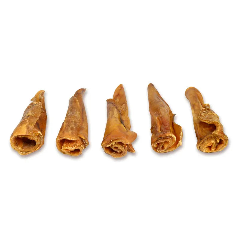 Talis Us pig ear cannoli dog treats in a variety of shapes, perfect for rewarding your furry friend