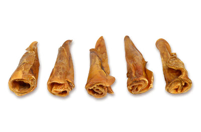 Talis Us pig ear cannoli dog treats in a variety of shapes, perfect for rewarding your furry friend