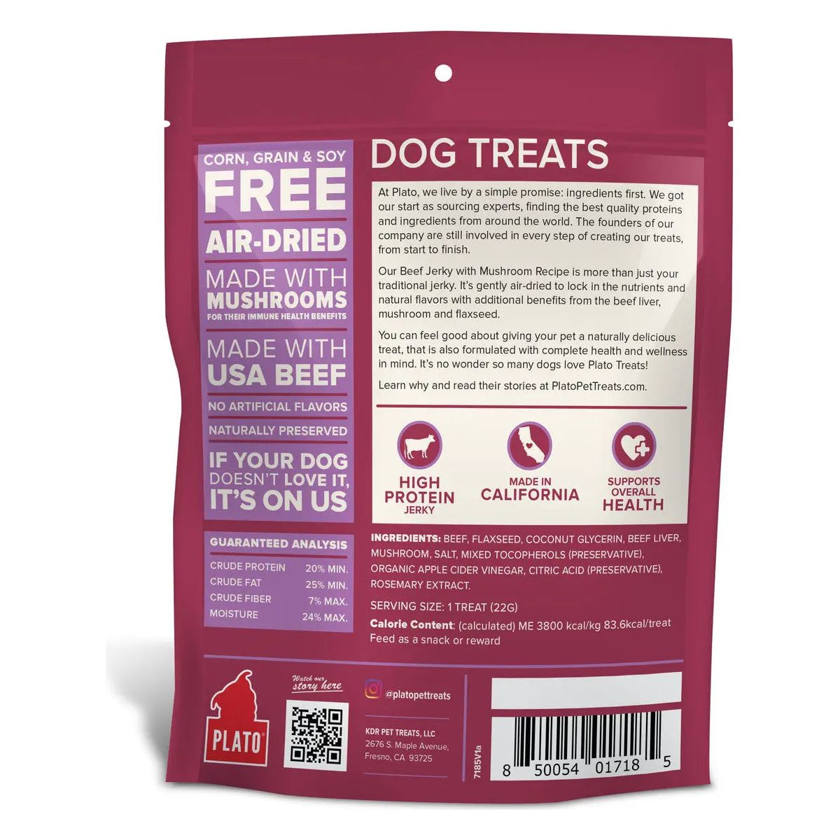 Plato Beef Jerky with Mushroom Dog Treats - Talis Us