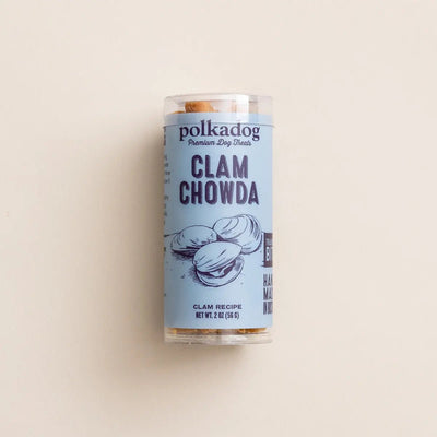 Polkadog Clam Chowda Training Bits Crunchy Dog and Cat Treats Mini Tube 2oz - Talis Us