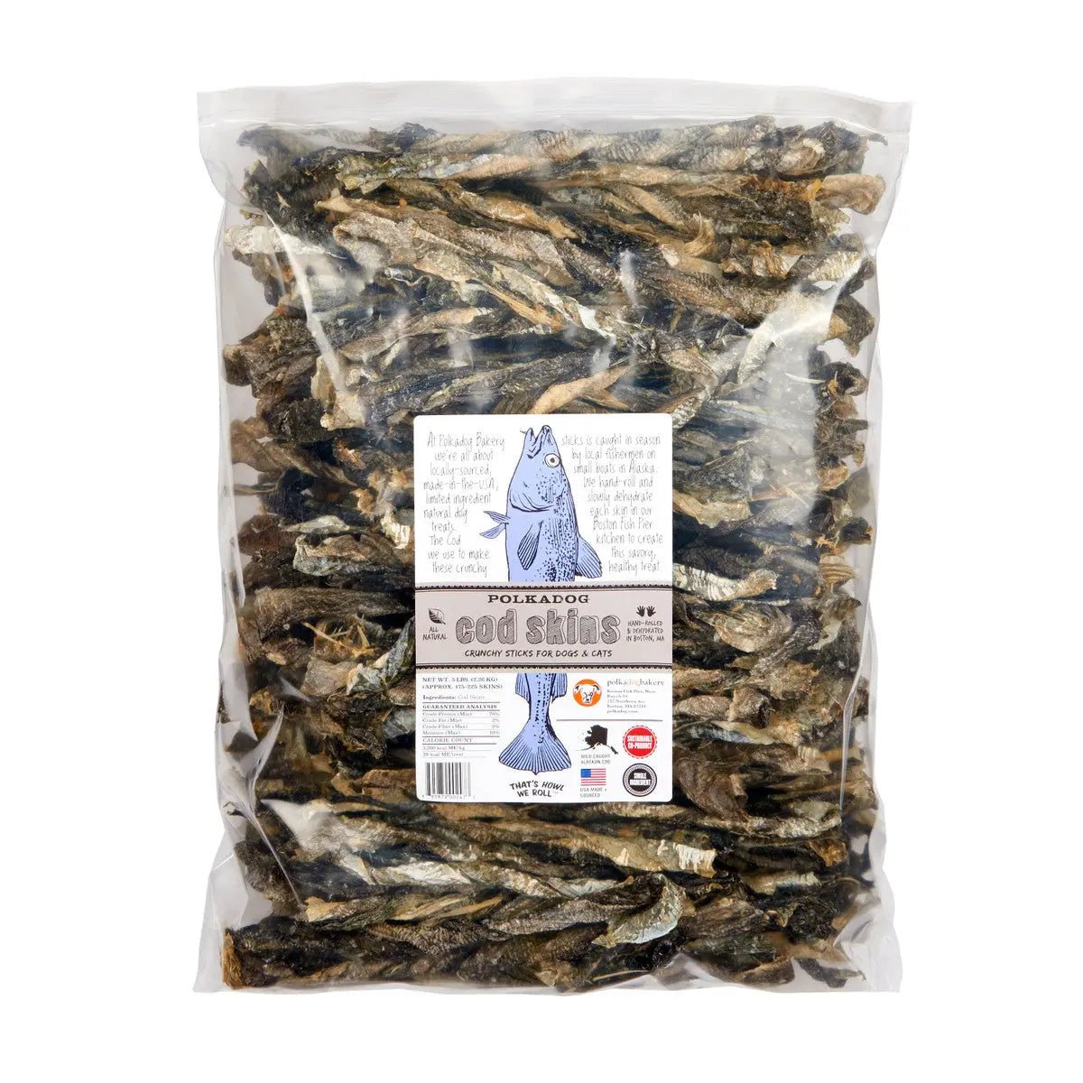 Polkadog Cod Skins Shorties Crunchy Dog and Cat Treats - Talis Us