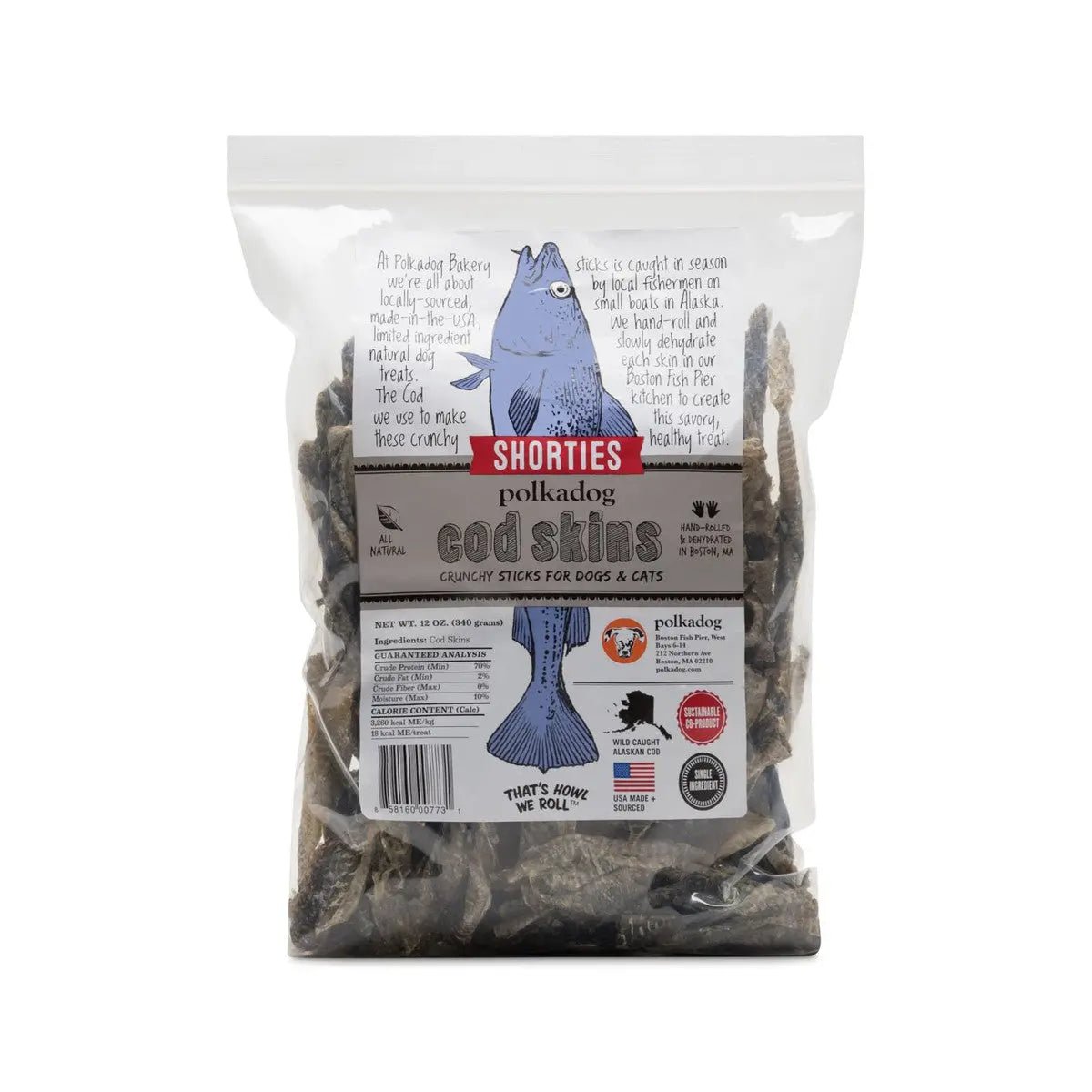 Polkadog Cod Skins Shorties Crunchy Dog and Cat Treats - Talis Us