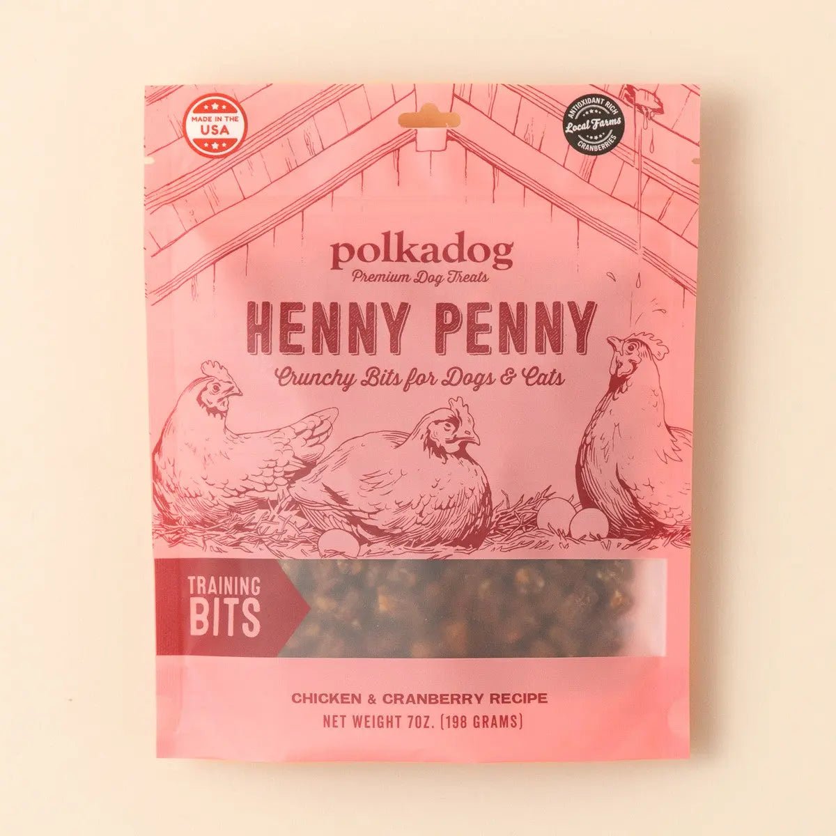 Polkadog Henny Penny Chicken & Cranberry Training Bits Crunchy Dog and Cat Treats - Talis Us