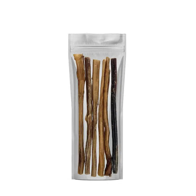 Talis Us premium bully sticks for dogs in a clear packaging, ideal for rewarding pets