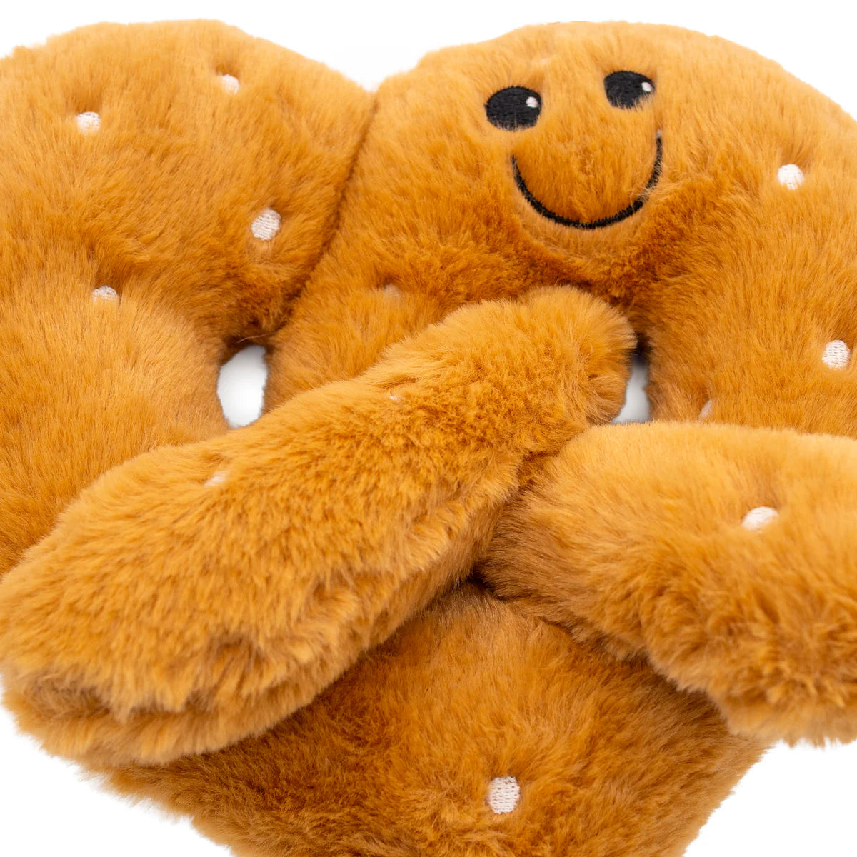 ThoozyPet Pretzel Dog Toy in Soft Plush Material with a Smiling Face for Playtime Fun