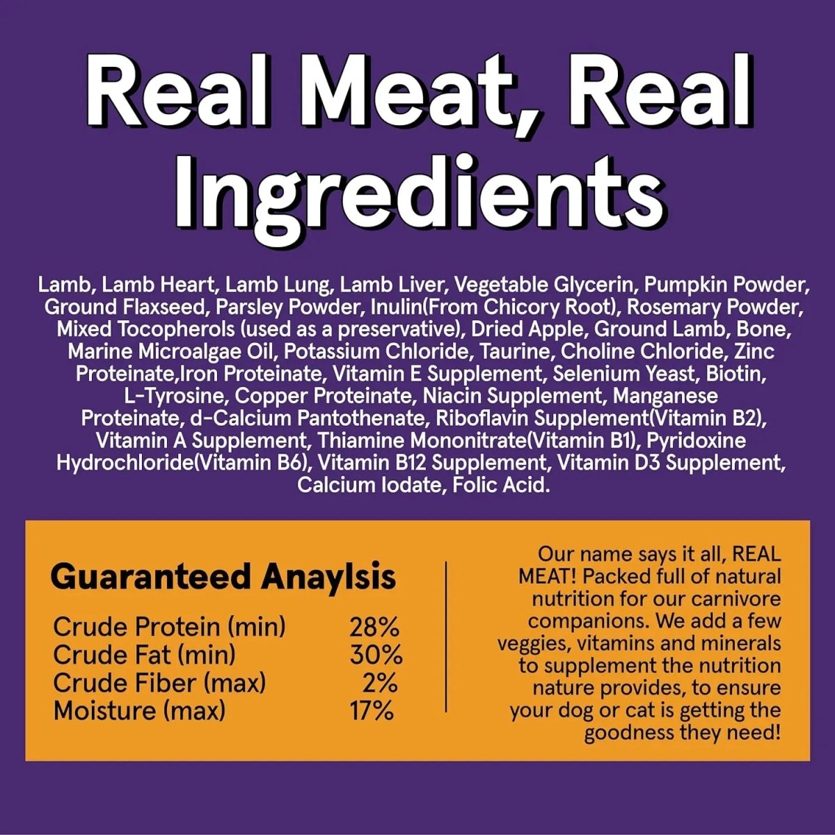 Real Meat Air Dried Grass - Fed Lamb Dog Food 10lb - Talis Us
