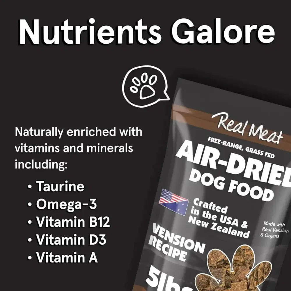 Real Meat Air Dried Grass - Fed Venison Dog Food 5lb - Talis Us
