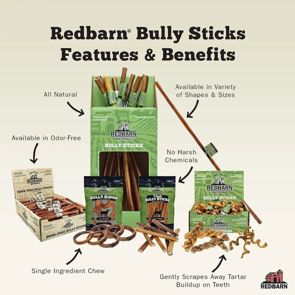 Redbarn 9" Bully Sticks for Dogs 9" (Pack of 50) - Talis Us