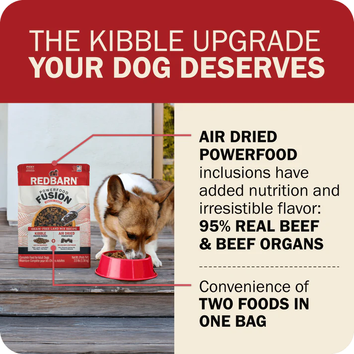 Redbarn grain free dog food with 95% real beef and beef organs for nutritious meals