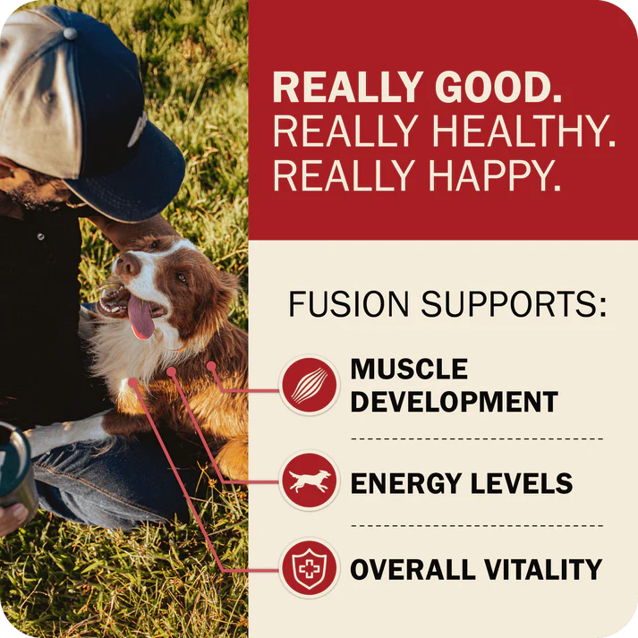 Redbarn grain free dog food supports muscle development, energy levels, and overall vitality for happy dogs