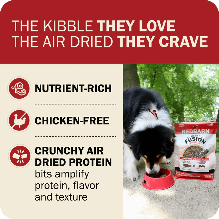 Redbarn grain free dog food package with nutrient-rich ingredients for healthy dogs