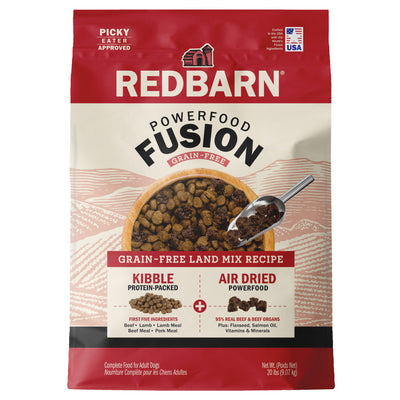 Redbarn grain free dog food with kibble and meat ingredients for picky eaters