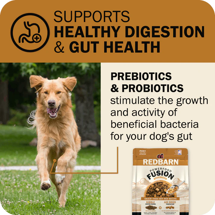 Redbarn grain free dry dog food with prebiotics and probiotics for healthy digestion and gut health