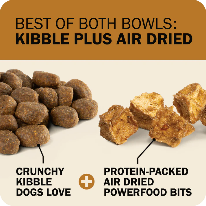 Redbarn Grain Free Dry Dog Food featuring crunchy kibble and protein-packed air dried bits