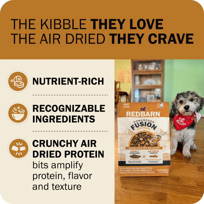 Redbarn grain free dry dog food with nutrient-rich ingredients and air-dried protein for better flavor and texture