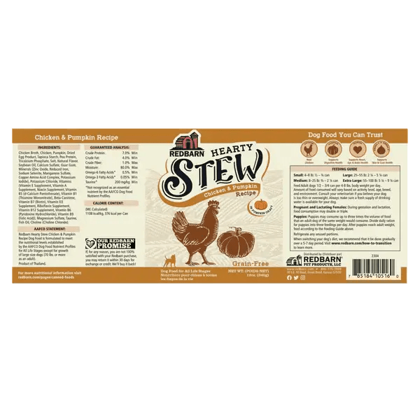 Redbarn Pet Products Hearty Stew All Life Stages Chicken & Pumpkin Wet Dog Food - Talis Us