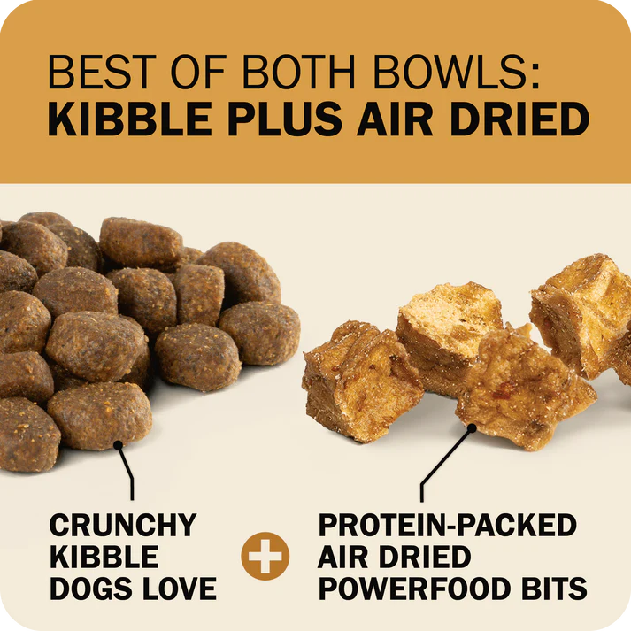Redbarn Powerfood Fusion chicken dog food combines crunchy kibble and protein-packed air dried bites