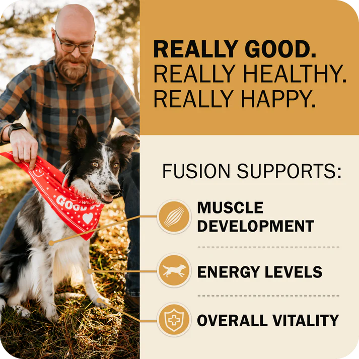 Redbarn Powerfood Fusion chicken dog food supports muscle development and energy levels for overall vitality