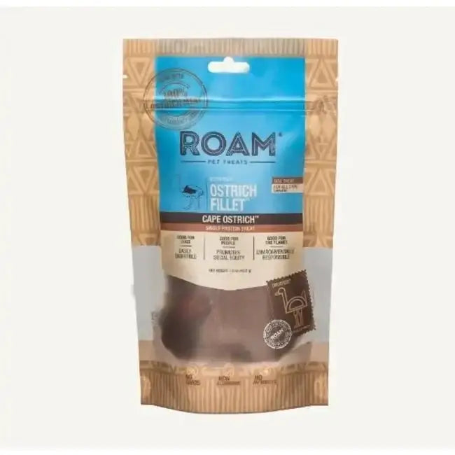 Roam Pet Ostrich Fillet Limited Ingredient Treats for Dogs 1.5oz - Talis Us