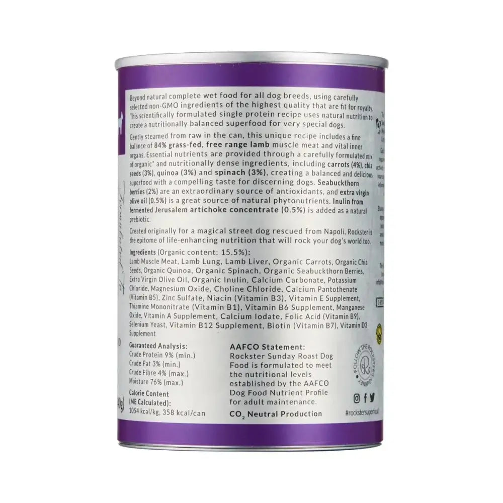 Rockster Sunday Roast Lamb Wet Dog Food 12 / 12 oz - Talis Us