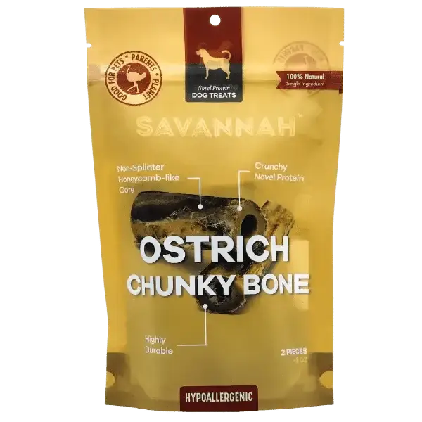 Savannah Splinter - Free Ostrich Chunky Bones. Long - lasting, Natural Dog Gnaw Treat - Talis Us