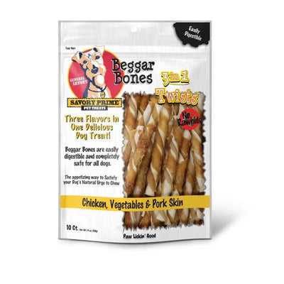 Savory Prime Beggar Bone 3in1 Twists Dog Treat - Talis Us