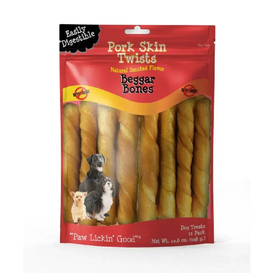 Savory Prime Beggar Bone Pork Skin Twists Dog Treats - Talis Us