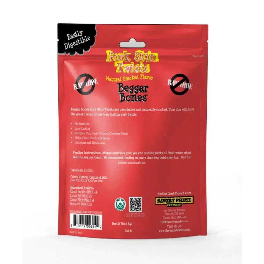 Savory Prime Beggar Bone Pork Skin Twists Dog Treats - Talis Us