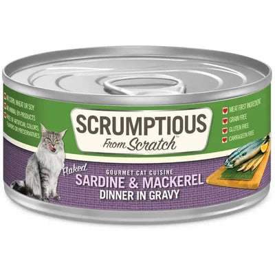 Scrumptious From Scratch Sardine & Mackerel Dinner in Gravy Wet Cat Food 12/2.8oz - Talis Us