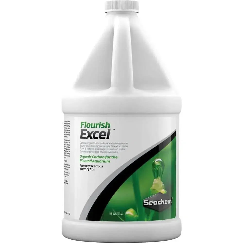 Seachem Flourish Excel plant supplement in a one-gallon bottle, promotes healthy aquatic plant growth