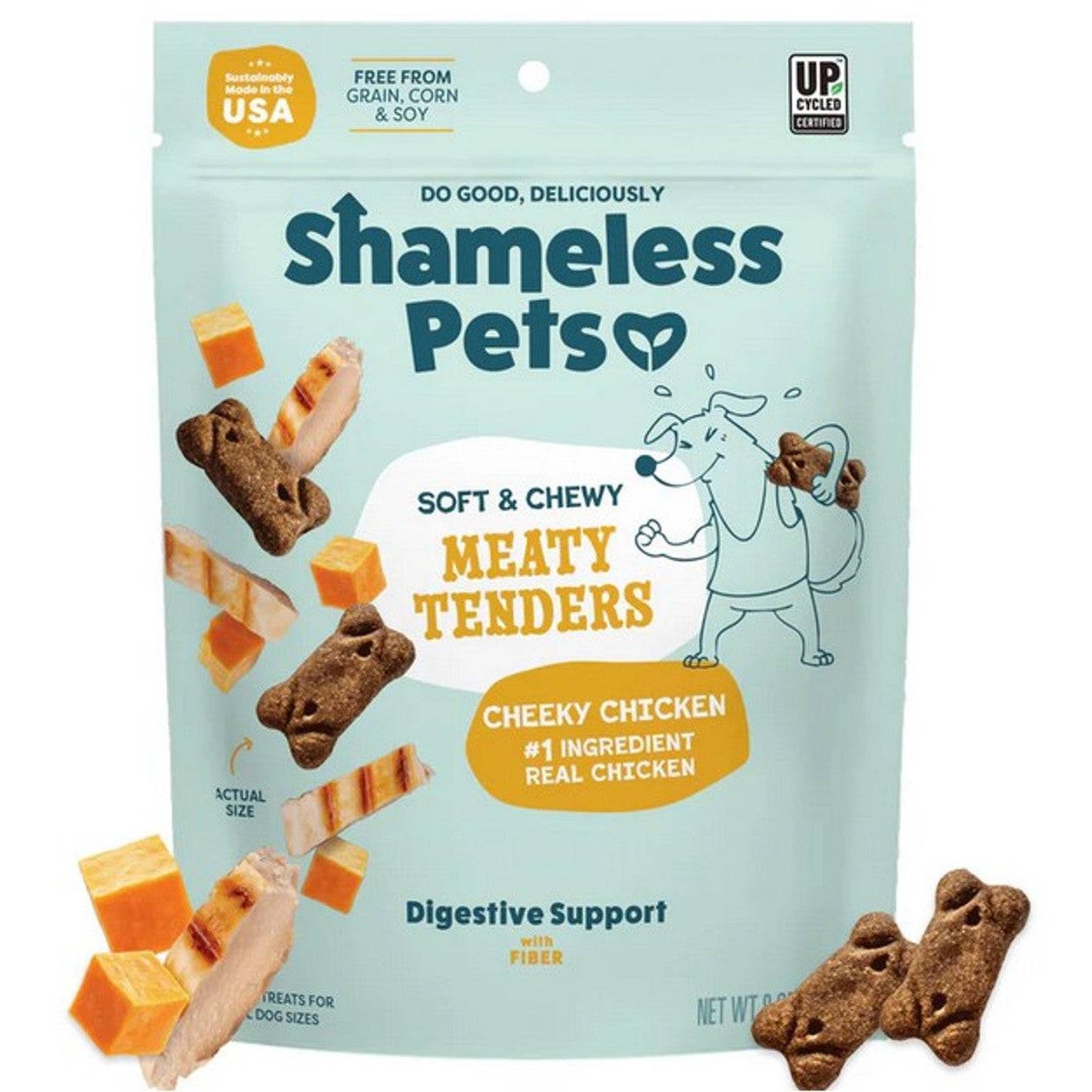 Shameless Pets Meaty Tenders Cheeky Chicken Dog Treats with Soft Chewy Texture and Digestive Support