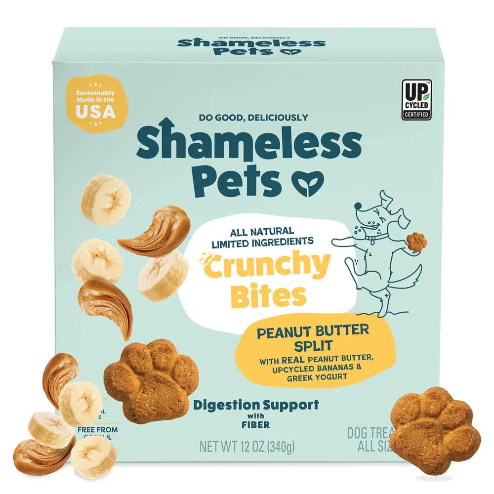 Shameless Pets Peanut Butter Split Peanut Butter & Yogurt Flavor Crunchy Dog Treats 10oz - Talis Us