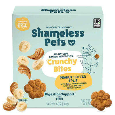 Shameless Pets Peanut Butter Split Peanut Butter & Yogurt Flavor Crunchy Dog Treats 10oz - Talis Us