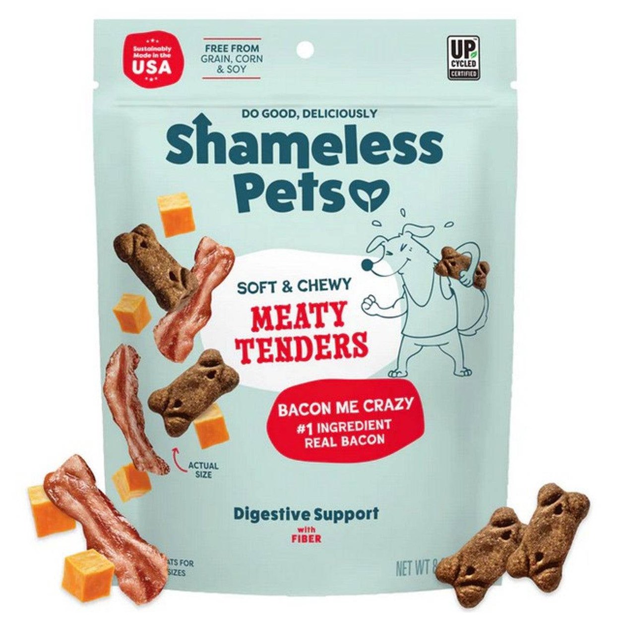 Shameless Pets soft and chewy bacon dog treats with real bacon and digestive support for dogs