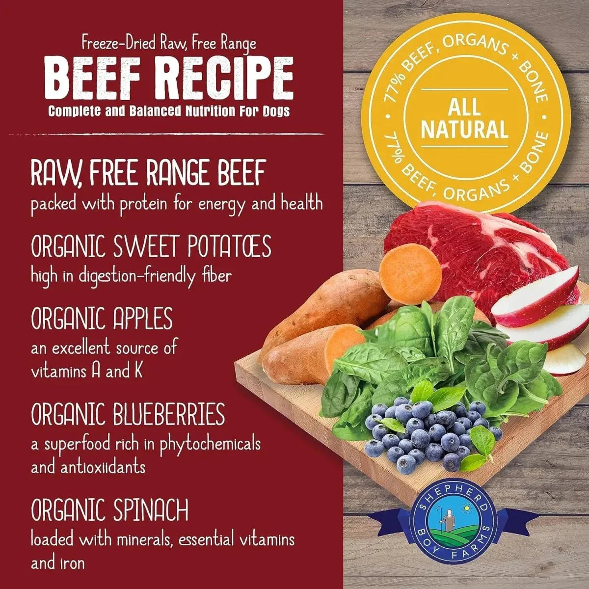 Shepherd Boy Farms Freeze Dried Beef Recipe Dog Food 14 oz - Talis Us