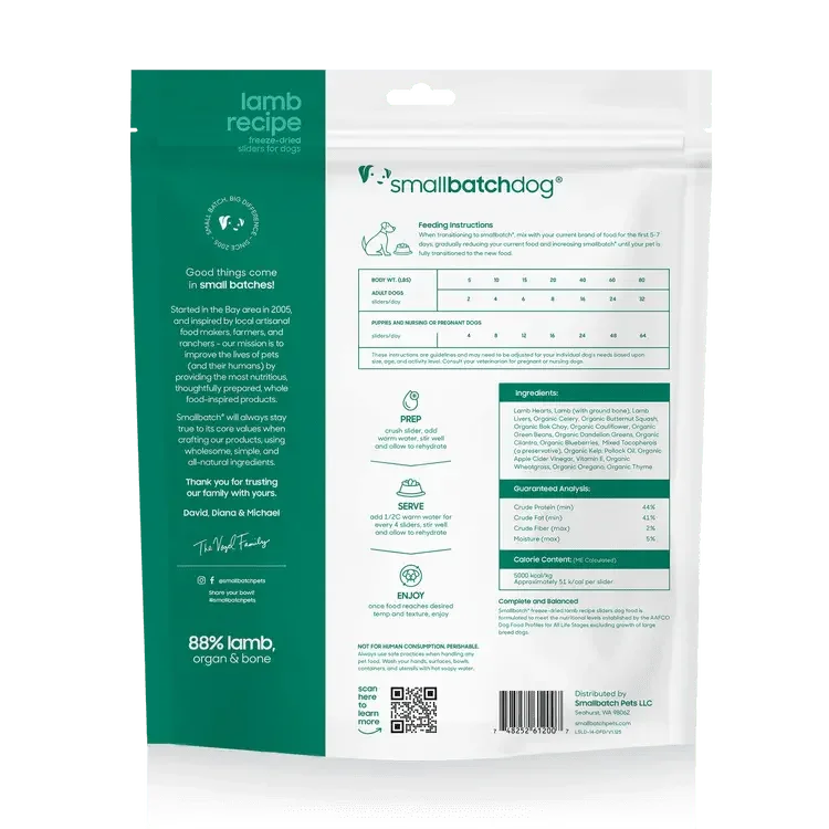 Smallbatch Lamb Recipe Sliders Freeze - Dried Dog Food 25oz - Talis Us