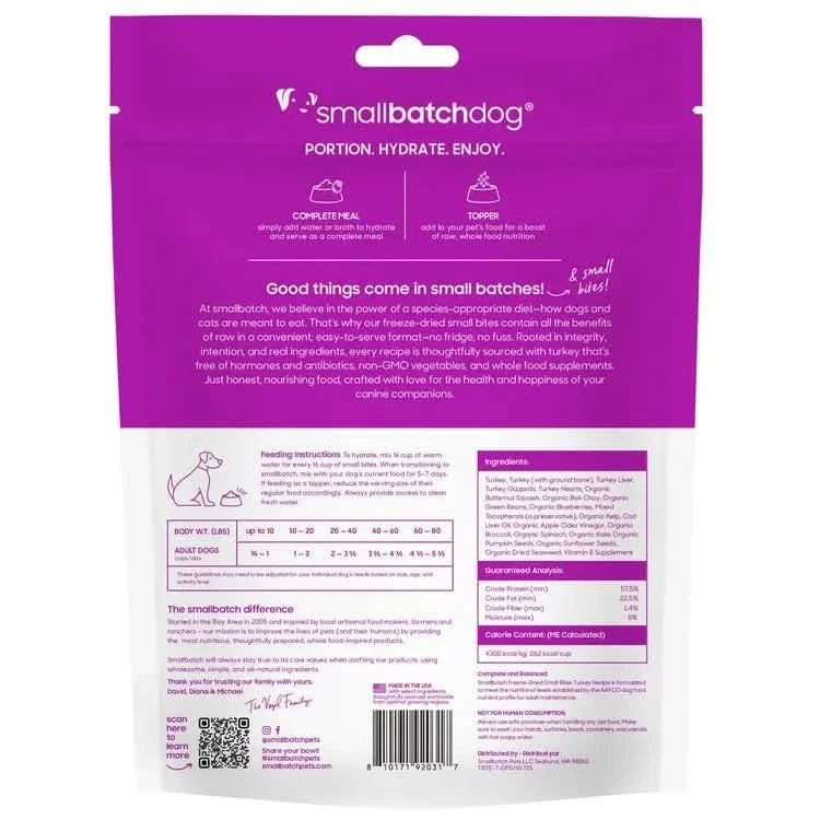 Smallbatch Pets Turkey Freeze Dried Small Bites Dog Food for Healthy Pups - Talis Us