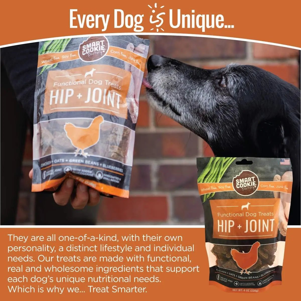 Smart Cookie Hip & Joint Dog Treats – Chicken Biscuits with Glucosamine for Senior Dogs 8oz - Talis Us