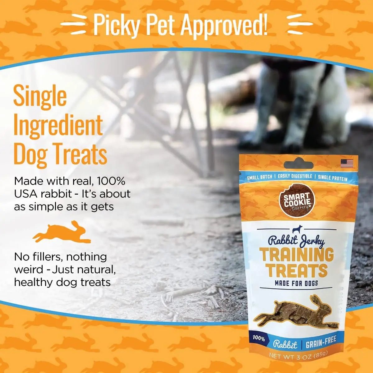 Smart Cookie Rabbit Jerky Dog Treats – Hypoallergenic & Healthy Training Bites - Talis Us