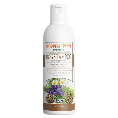 Snappy Tom Organic Dog Shampoo for Allergies in a 16oz bottle with natural ingredients