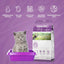 Snappy Tom scented non-clumping cat litter in a bag with litter box and a gray kitten