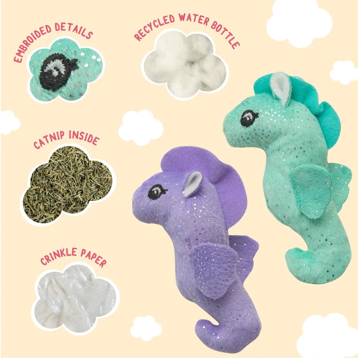SnugArooz Kitty Seahorse w/ Catnip Cat Toy 4" - Talis Us