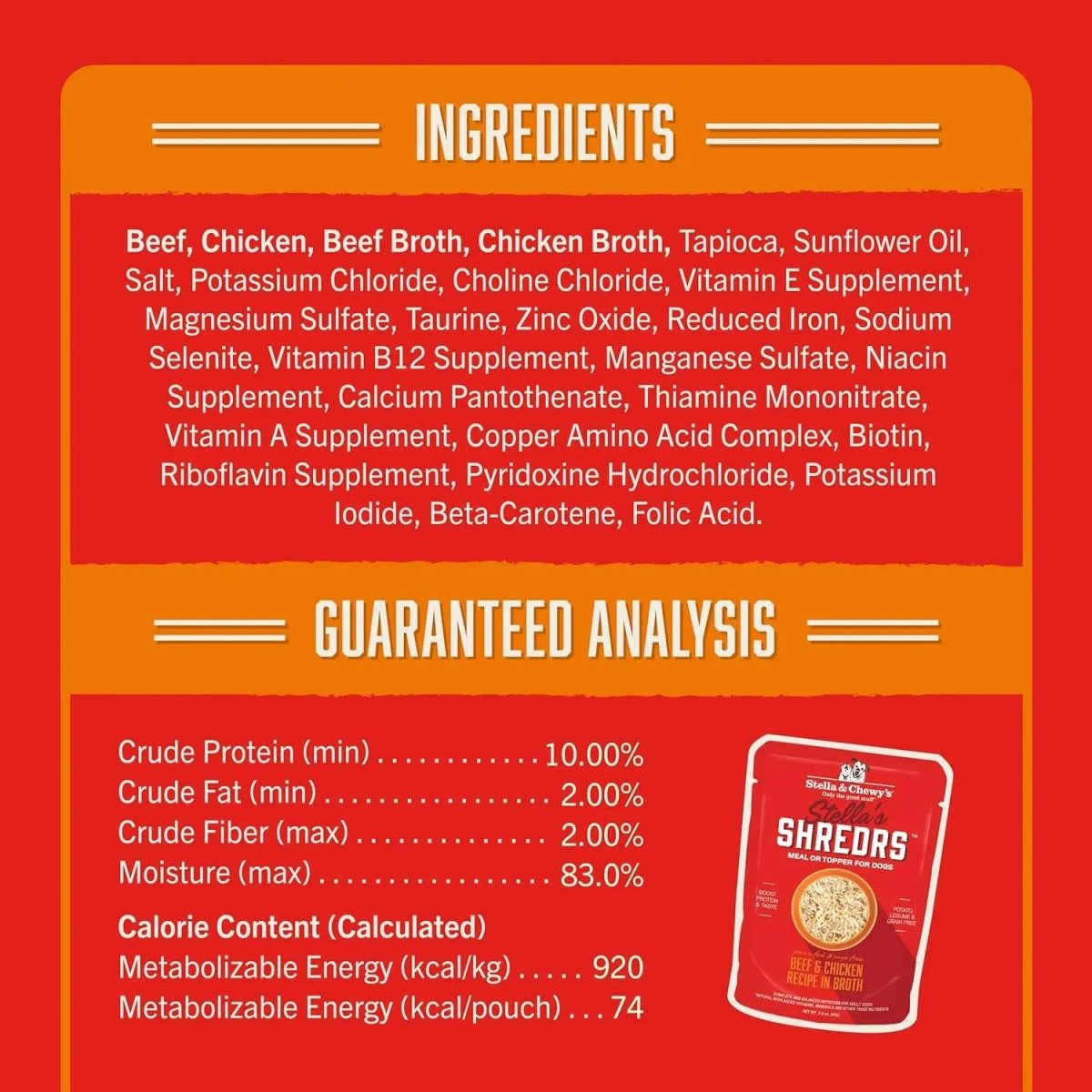 Stella & Chewy's Stella's Shredders Beef & Chicken in Broth Dog 24 / 2.8 oz - Talis Us