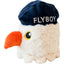 Steel Dog Stuffing Free Dog Plush Toy in the shape of a bird with a blue cap labeled FLYBOY