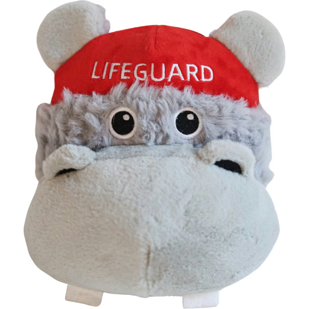 Steel Dog stuffing free dog plush toy in the shape of a lifeguard hippo, perfect for safe playtime