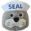 Steel Dog stuffing free dog plush toy in the shape of a cute seal with a sailor hat