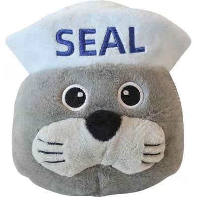 Steel Dog stuffing free dog plush toy in the shape of a cute seal with a sailor hat