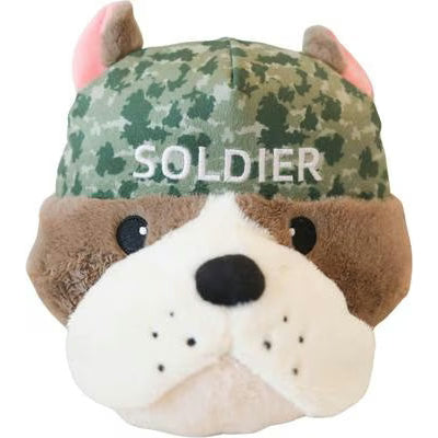 Steel Dog stuffing free dog plush toy designed as a cute soldier dog with soft materials