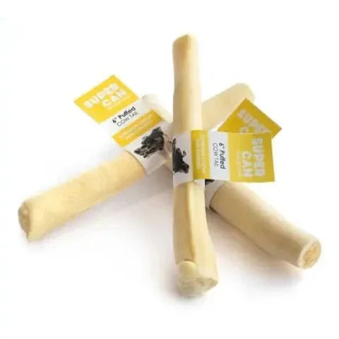 Supercan Bullysticks 6" White Cow Tail Best Dental Chews for Dogs 50 ct - Talis Us